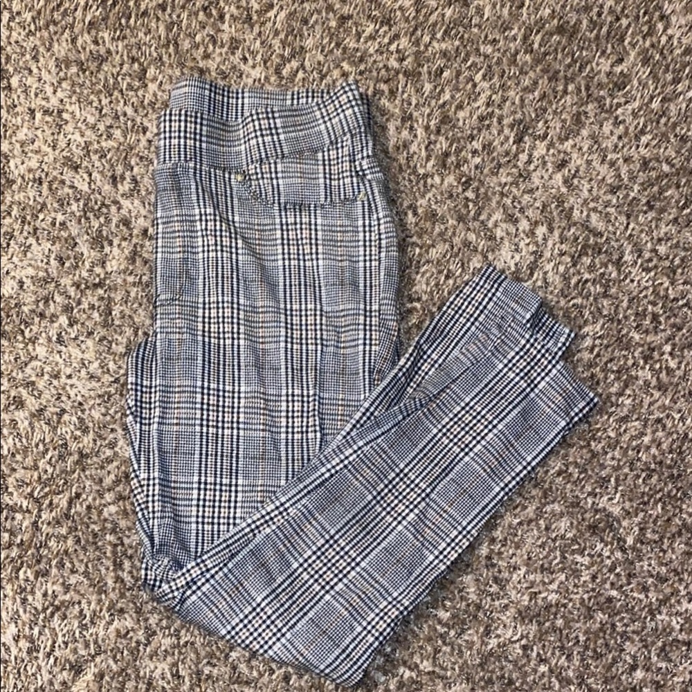 Seven7 Womens Black & White Plaid/Gingham Leggings